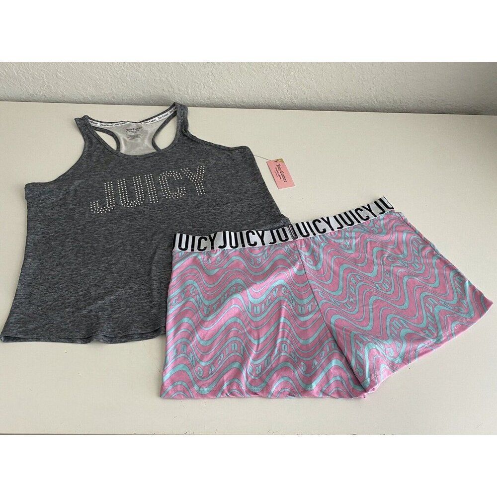 Juicy Couture Pajama Set JC7449T  Women’s Sz XL‎ Grey Swirl Shorts Lounge NEW
